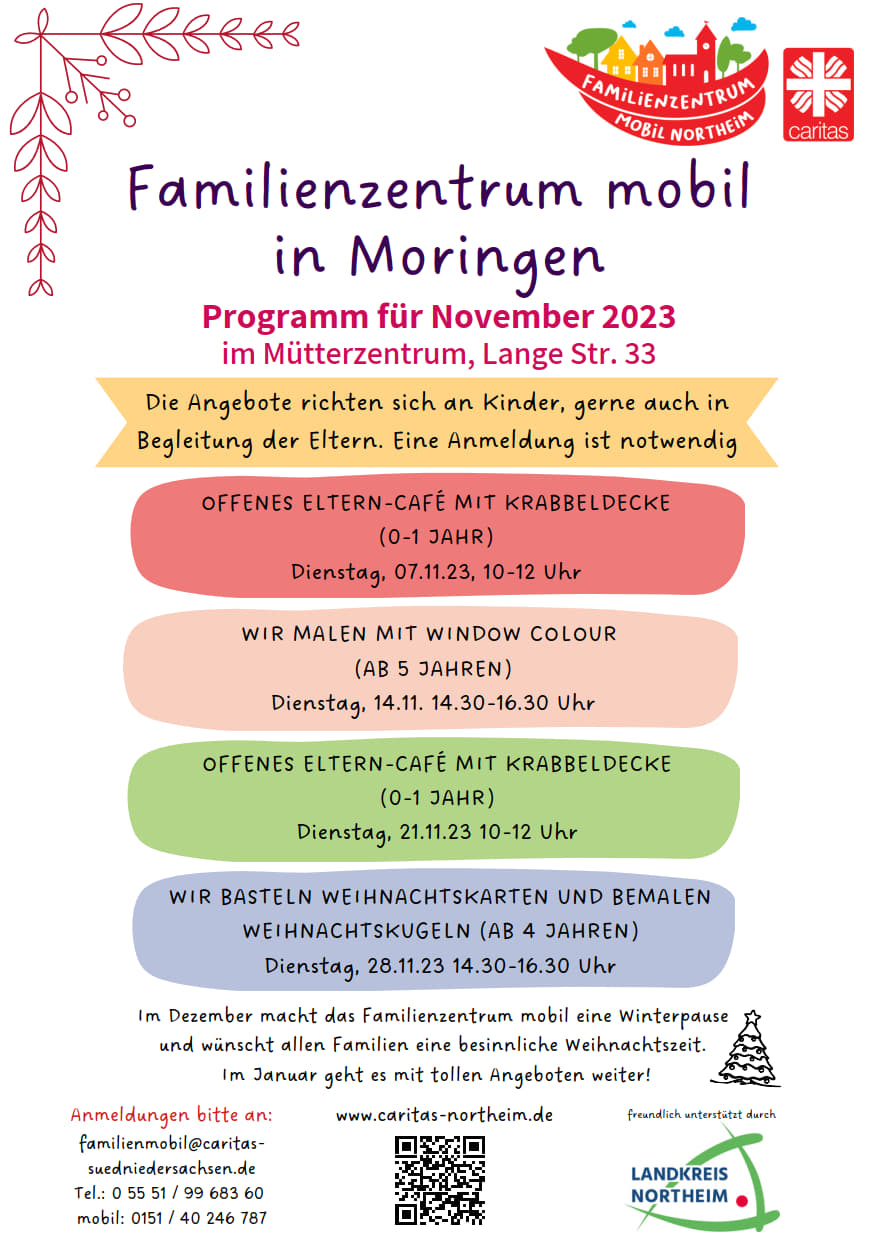 Novemberprogramm des Familienzentrum mobil