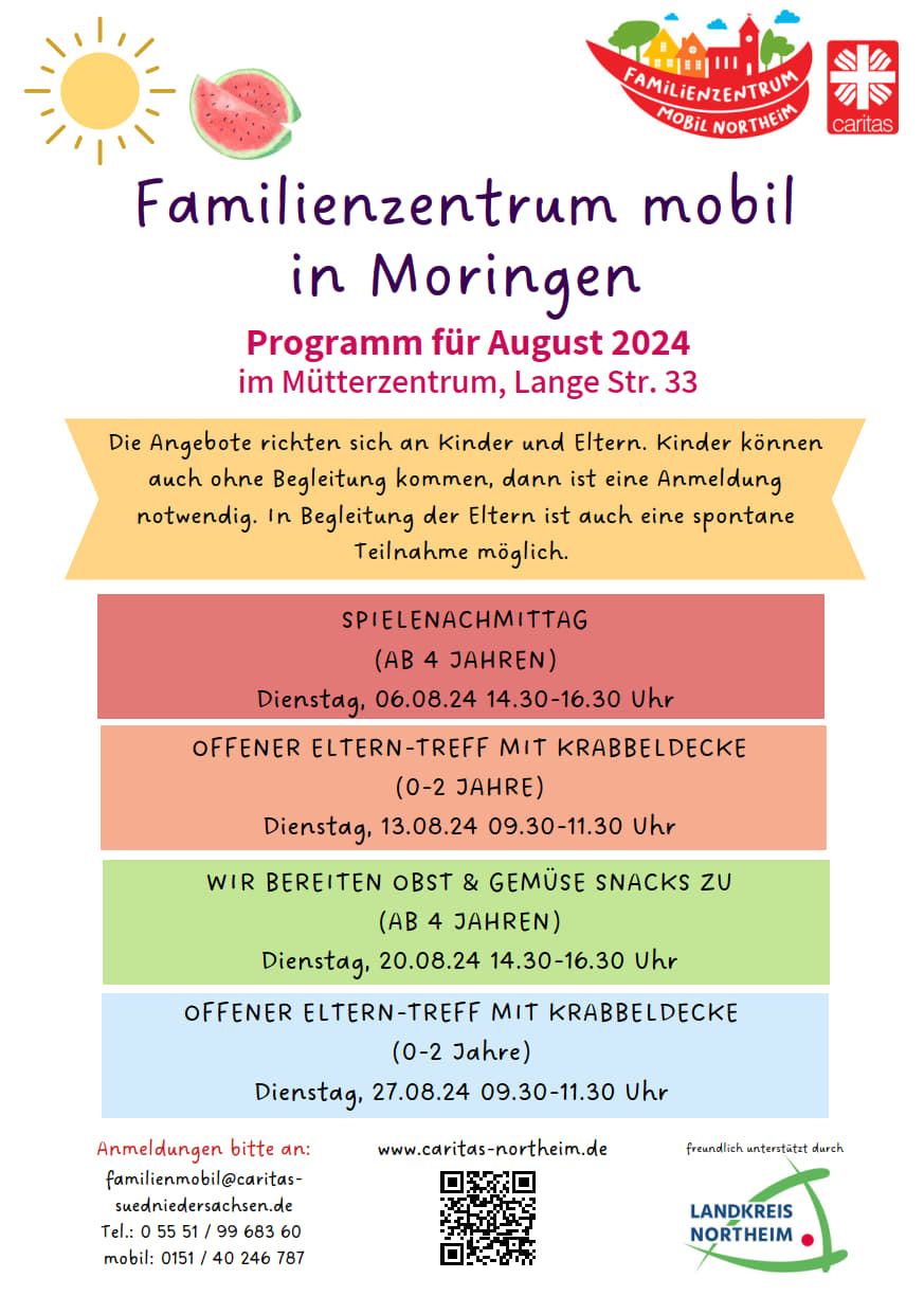 Augustprogramm Familienzentrum Mobil